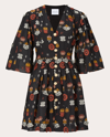 HAYLEY MENZIES WOMEN'S EMBROIDERED PLEATED-SLEEVE MINI DRESS