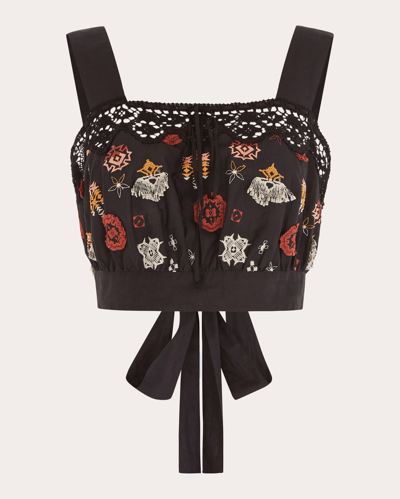 Hayley Menzies Women's Embroidered Bow Cami Top In Black