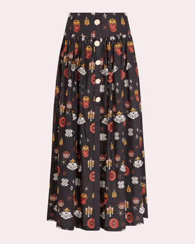 Hayley Menzies Women's Embroidered Gathered Maxi Skirt In Black