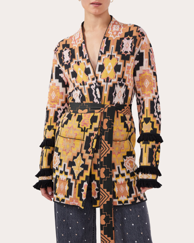 Hayley Menzies Women's Magic Mosaic Cotton Jacquard Cardigan In Magic Mosaic Terracotta Multi