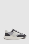 Reiss Emmett Contrast-panel Leather And Suede Low-top Trainers In Grey Mix