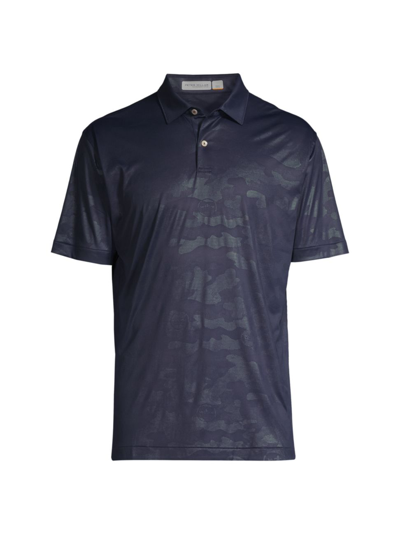 Peter Millar Men's Crown Sport Featherweight Camouflage Polo Shirt In Navy