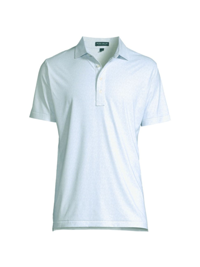 Peter Millar Men's Crown Crafted Rhythm Performance Jersey Polo Shirt In White Blue Frost