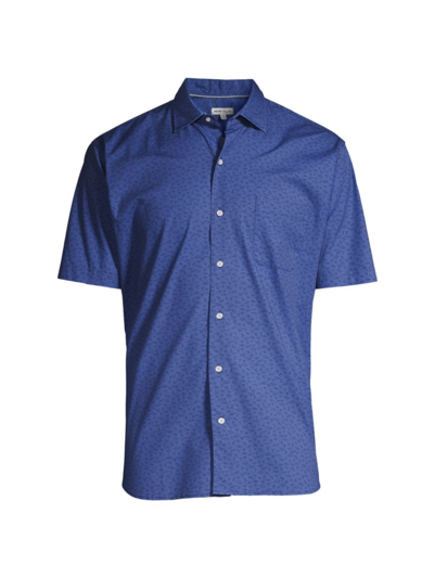 Peter Millar Henry Short Sleeve Button-up Shirt In Moon Blue