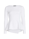 Elie Tahari Women's The Margaret Boatneck Peplum Sweater In Sky White