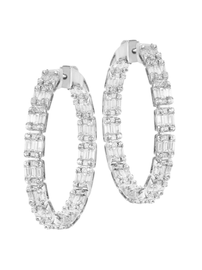 Goshwara Women's Limited Edition 18k White Gold & 5.00 Tcw Diamond Inside-out Hoop Earrings