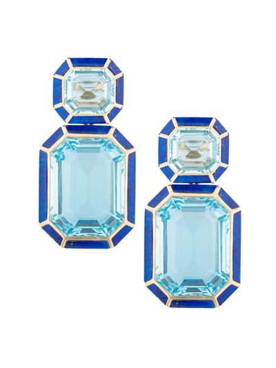 Goshwara Women's Mélange 18k Yellow Gold, Blue Topaz & Lapis Lazuli Drop Earrings