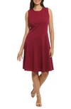 London Times Petite Bias-seamed Sleeveless Fit & Flare Dress In Plum