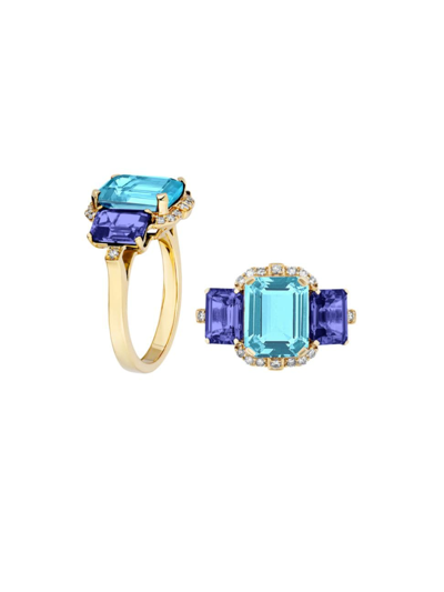Goshwara Women's Gossip 18k Yellow Gold & Multi-gemstone Ring In Blue