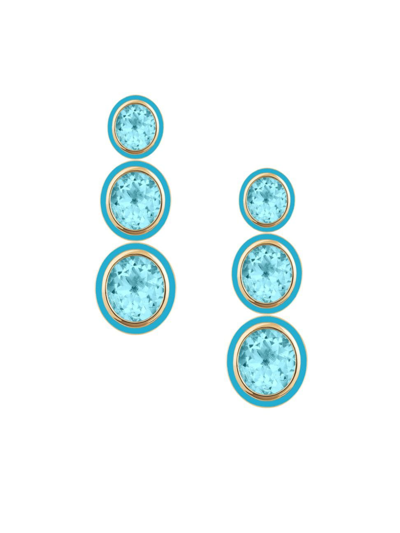 Goshwara Women's Mélange 18k Yellow Gold, Blue Topaz & Turquoise Drop Earrings