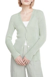 Vince Ribbed Button-front Cutaway Cardigan In Dew