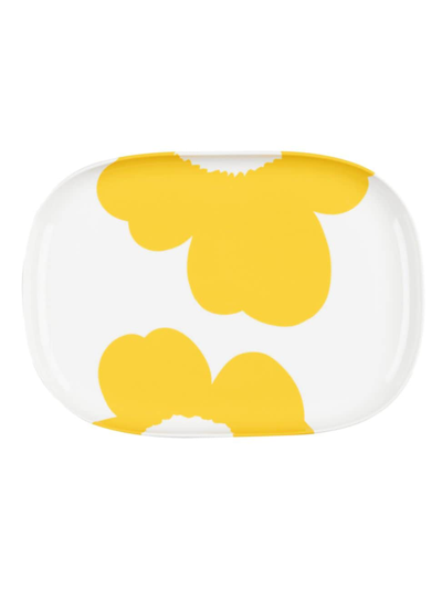 Marimekko Iso Unikko Serving Dish In White Spring Yellow