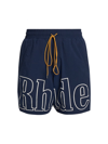 Rhude Navy Track Shorts In Blue