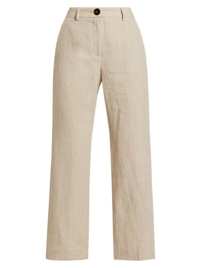 Marella Women's Muschio Linen Crop Pants In Ecru