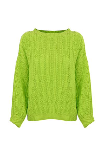 Liviana Conti Dip Dye Cotton Sweater In Cyber Lime