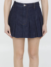 Bottega Veneta Crinkled-finish Pleated Skirt In Blue