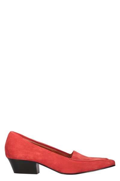 Missoni High Heel Leather Loafers In Coral