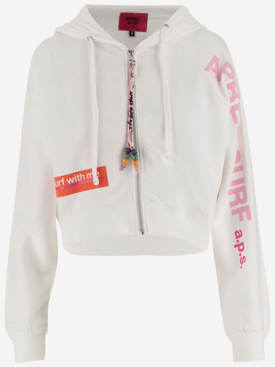 Après Surf Cotton Blend Crop Hoodie With Logo In White