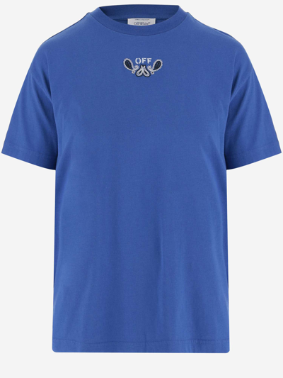 Off-white Arrow Bandana Cotton T-shirt In Blue