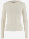ALLUDE RIBBED WOOL PULLOVER