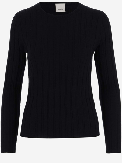 Allude Ribbed Wool Pullover In Blue