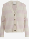 ALLUDE WOOL AND CASHMERE BLEND STRIPED CARDIGAN