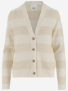 ALLUDE WOOL AND CASHMERE BLEND STRIPED CARDIGAN