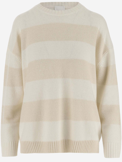 Allude Wool And Cashmere Blend Striped Jumper In Red