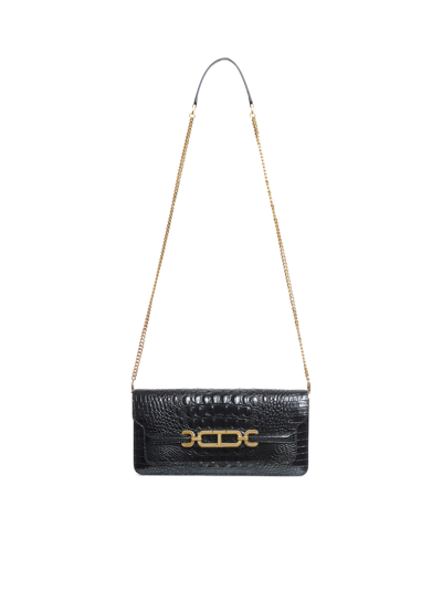 Tom Ford Stamped Croc Whitney Small Shoulder Bag In Lack