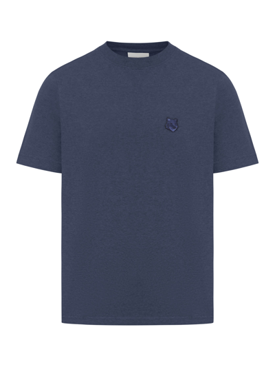 Maison Kitsuné Bold Fox Head Patch Comfort Tee Shirt In Blue