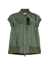 Sacai Khaki Nylon Twill Mix Vest In Khaki