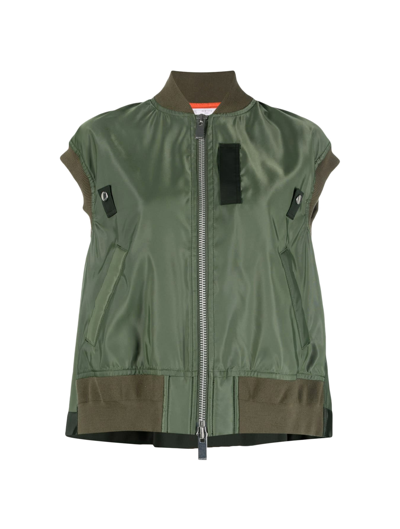 Sacai Shortsleeved Bomber Jacket - 绿色 In Green