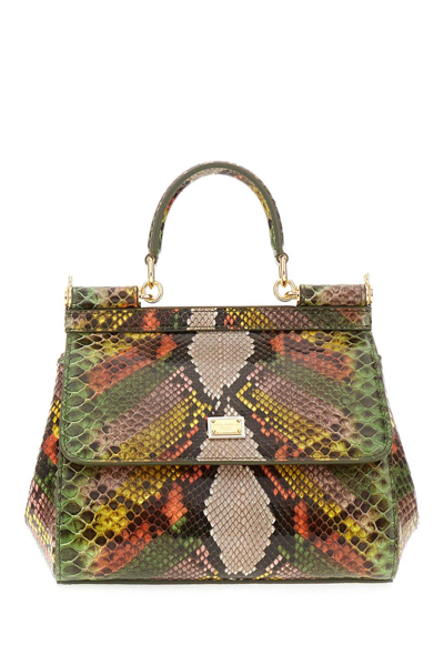 Dolce & Gabbana Medium Sicily Handbag In Multicolor Verde