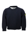Stone Island Maglia In Cotone A Girocollo A Manica Luinga Con Cuciture In Rilievo Con Logo Applicato Sulla Manica In Blu