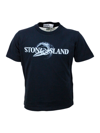 STONE ISLAND CREW-NECK SHORT-SLEEVED COTTON T-SHIRT WITH RUBBERIZED LOGO ON THE FRONT