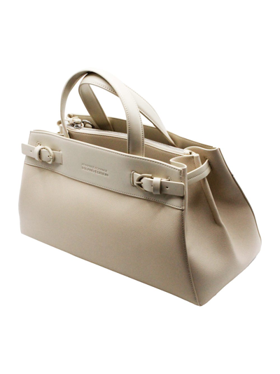 Armani Collezioni Eco-leather Bag With Double Compartment And Central Pocket Closed With Zip And Equipped With Shoulde In Beige