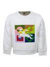 BURBERRY CREW-NECK, LONG-SLEEVED SWEATSHIRT IN SOFT SPONGE-EFFECT COTTON WITH EQUESTRIAN KNIGHT PRINTED ON A 