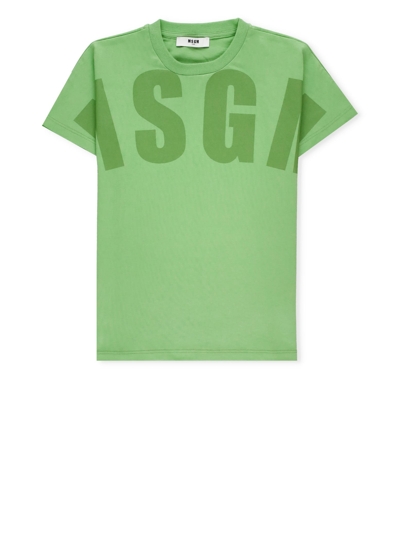 Msgm Kids' Cotton T-shirt In Green