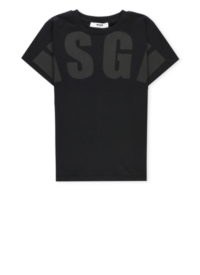 Msgm Kids' Cotton T-shirt In Black