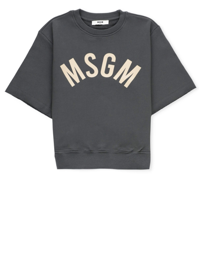 Msgm Kids' Grey Sweatshirt For Boy With Logo