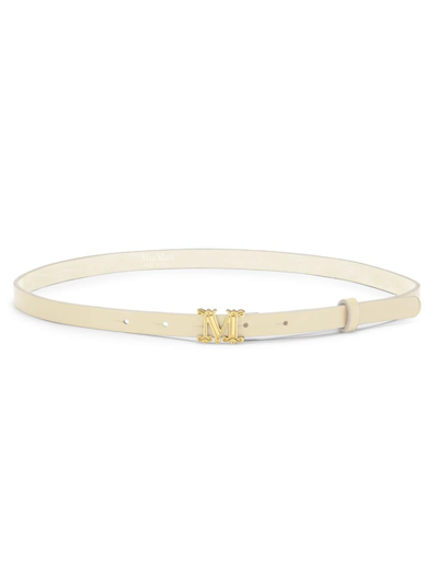 Max Mara Women's Leather Monogram Belt In Ivory