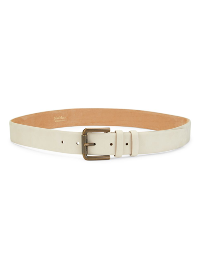 Max Mara Nubuck Leather Belt In Ivory