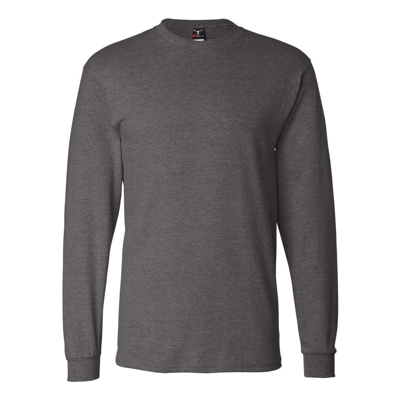 Hanes Beefy-t Long Sleeve T-shirt In Grey
