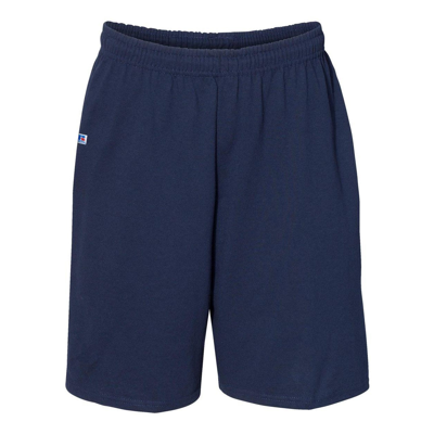 Russell Athletic Essential Jersey Cotton Shorts With Pockets In Blue