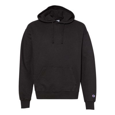 Champion Garment-dyed Hooded Sweatshirt In Black