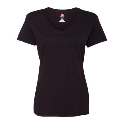 Hanes Perfect-t Womens V-neck T-shirt In Black