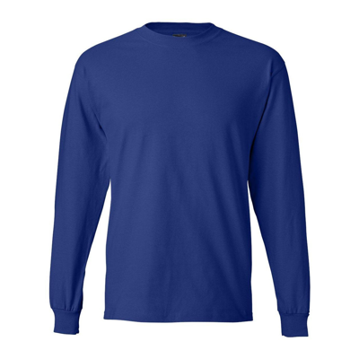 Hanes Beefy-t Long Sleeve T-shirt In Blue