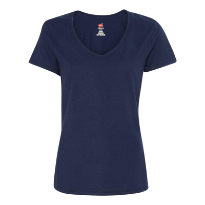 Hanes Perfect-t Womens V-neck T-shirt In Blue