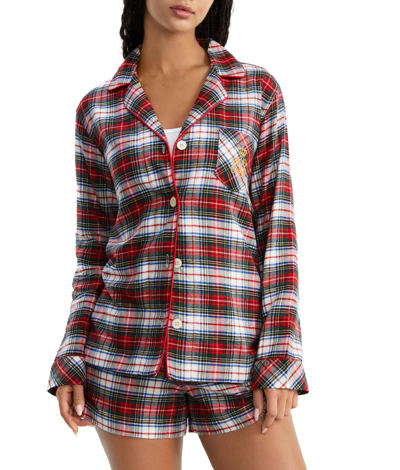 Lauren Ralph Lauren Women's Twill Plaid Woven Boxer Pajama Set In Multi