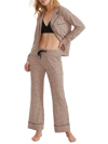 Bare Cool Jade Piped Pajama Set In Tan Dot